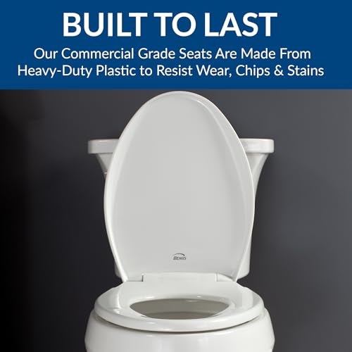 BEMIS 1900 Commercial Heavy Duty Closed Front Toilet Seat with Cover, Industrial Slow Close Seat, Made in USA, Elongated, White - Image 5