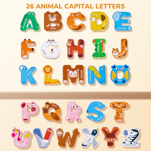 JoyCat Magnetic Letters Alphabet ABC Fridge Magnets for Toddlers Kids Cute Educational Animal Toys 26 Uppercase Refrigerator Magnets Great Spelling Learning Gift for Preschool 2 3 4 5 Years Old - Image 5