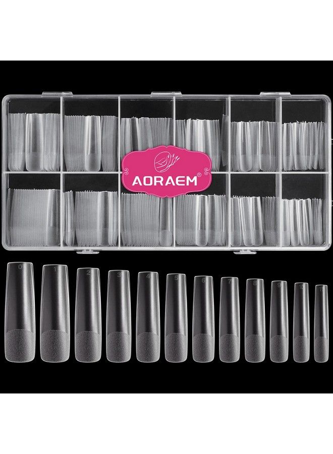AORAEM Xxl Square Clear Fake Nails 240Pcs 4.5Cm Long Straight Tapered Nails Half Matte Design Extra Long Acrylic Nail Tips With Case For Home Diy Nail Salons - Image 1