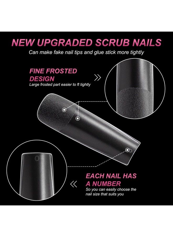 AORAEM Xxl Square Clear Fake Nails 240Pcs 4.5Cm Long Straight Tapered Nails Half Matte Design Extra Long Acrylic Nail Tips With Case For Home Diy Nail Salons - Image 5