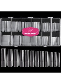 AORAEM Xxl Square Clear Fake Nails 240Pcs 4.5Cm Long Straight Tapered Nails Half Matte Design Extra Long Acrylic Nail Tips With Case For Home Diy Nail Salons  - Image 2