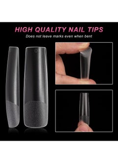 AORAEM Xxl Square Clear Fake Nails 240Pcs 4.5Cm Long Straight Tapered Nails Half Matte Design Extra Long Acrylic Nail Tips With Case For Home Diy Nail Salons  - Image 4