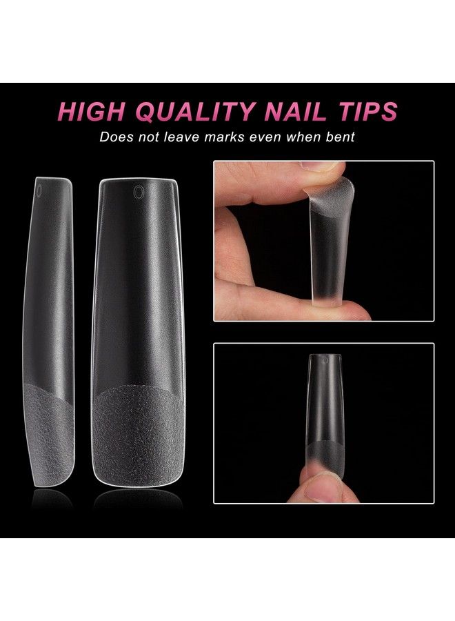 AORAEM Xxl Square Clear Fake Nails 240Pcs 4.5Cm Long Straight Tapered Nails Half Matte Design Extra Long Acrylic Nail Tips With Case For Home Diy Nail Salons - Image 4