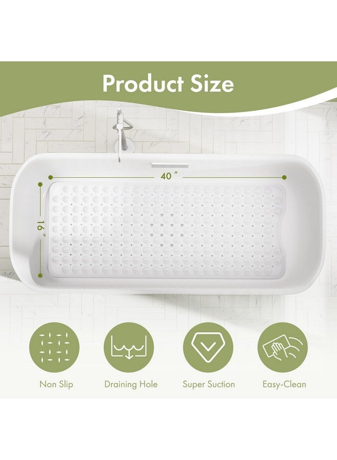 AmazerBath Shower Mat Non Slip 40 x 16 Inches, Shower Stall Mats with Suction Cups and Drain Holes, Non Slip Bath Mat for Tub for Elderly & Kids, White - Image 4