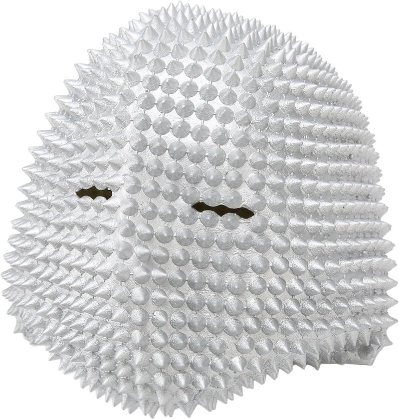 كلاراكو غطاء كامل للوجه مرصع بالجواهر من الهالوين، غطاء مرن لحفلات التنكر المرعبة من ستيم بانك، غطاء وجه مرصع بالجواهر من ستيم بانك لحفلات التنكر، فضي - Image 1