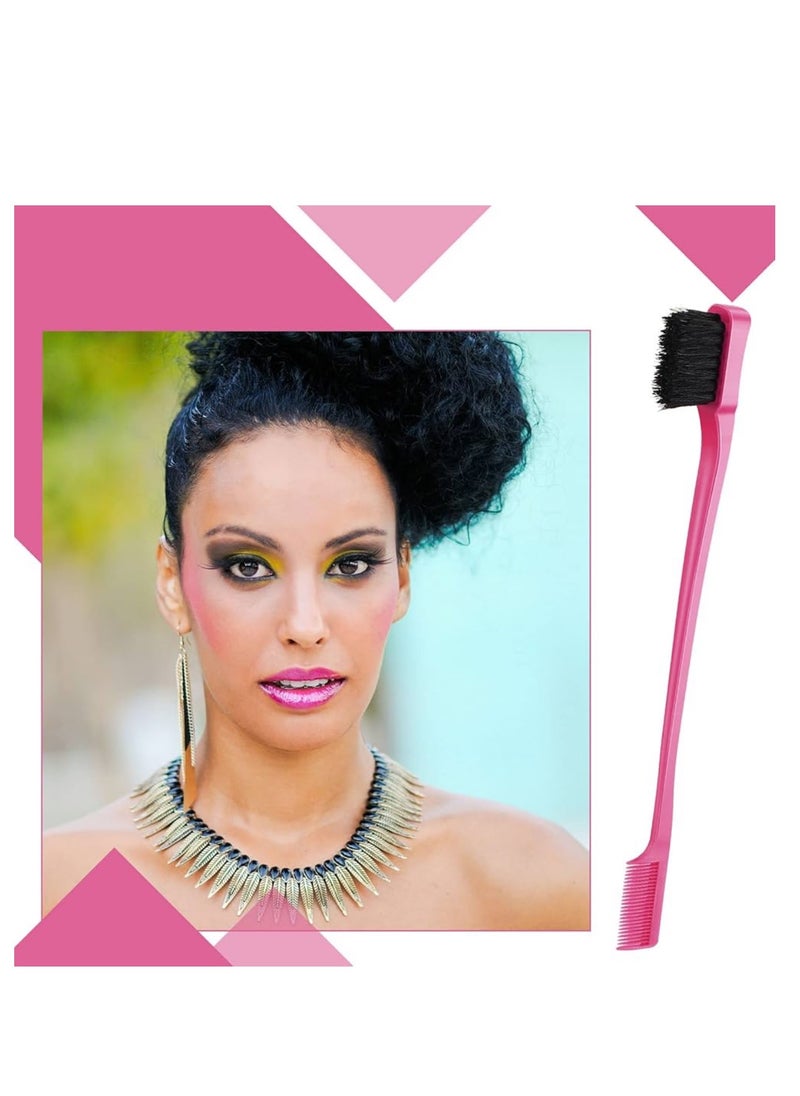 CARE AND SMILE - CARE AND SMILE 3 Pcs Slick Back Hair Brush Set Bristle Hair Brush Edge Control Brush Teasing Comb for Women Baby Kids' Black Hair - Image 1