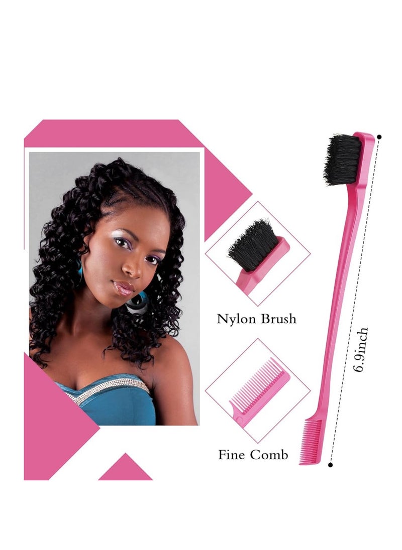 CARE AND SMILE - CARE AND SMILE 3 Pcs Slick Back Hair Brush Set Bristle Hair Brush Edge Control Brush Teasing Comb for Women Baby Kids' Black Hair - Image 1