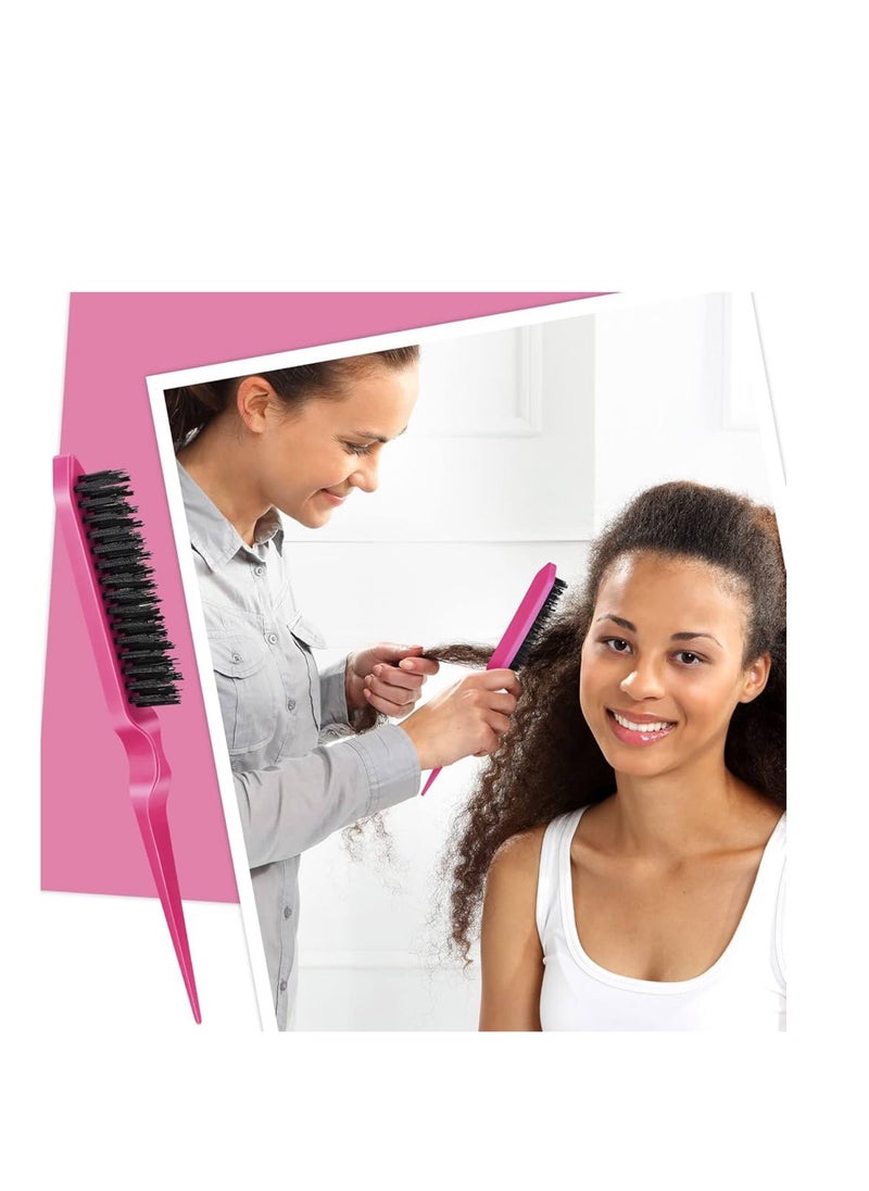 CARE AND SMILE - CARE AND SMILE 3 Pcs Slick Back Hair Brush Set Bristle Hair Brush Edge Control Brush Teasing Comb for Women Baby Kids' Black Hair - Image 1