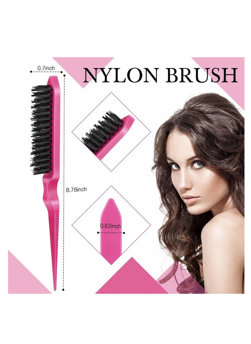 CARE AND SMILE - CARE AND SMILE 3 Pcs Slick Back Hair Brush Set Bristle Hair Brush Edge Control Brush Teasing Comb for Women Baby Kids' Black Hair - Image 1