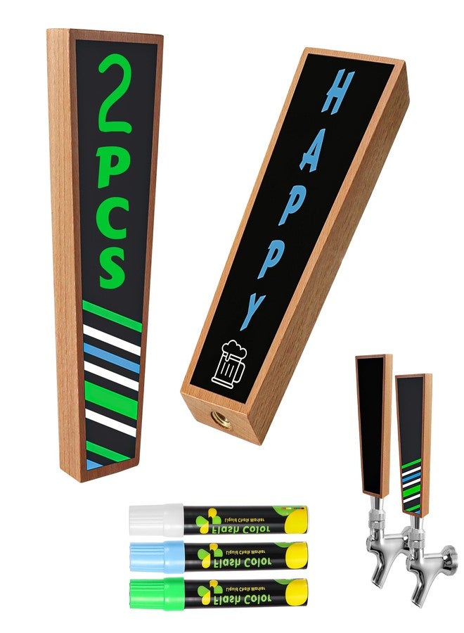 Hilangsan مقبضان خشبيان لصنابير البيرة، مقابض صنابير براميل البيرة، مقابض صنابير البيرة مع 3 أقلام طباشير، مقبض صنبور مبرد البيرة لمحبي البيرة، صانعي البيرة المنزليين، الحانات، والمطاعم - Image 1