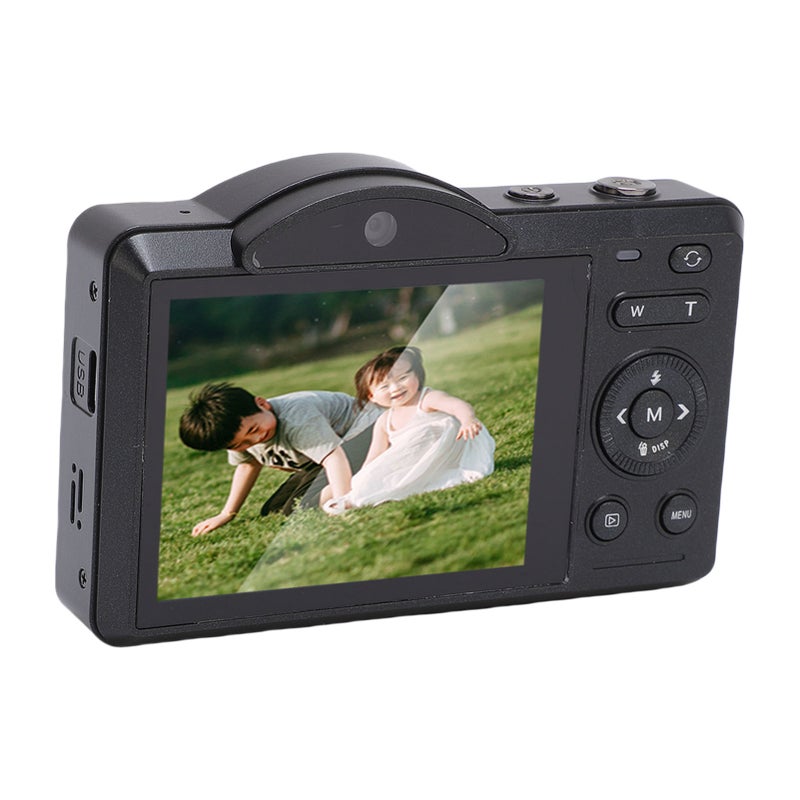 4K Digital Camera 75MP WiFi Vlog Camera with 16X Digital Zoom Built in Flash Dual Lens Selfie Auto Focus Camera for Travel Photography Black 64GB - Image 5