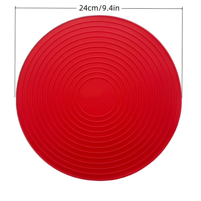 2pcs Black Round Threaded Silicone Microwave Oven Mat Pot Holder Multifunctional Placemat Non Slip Heat Resistant Easy Clean 6.89 9.45 Inch - Image 3