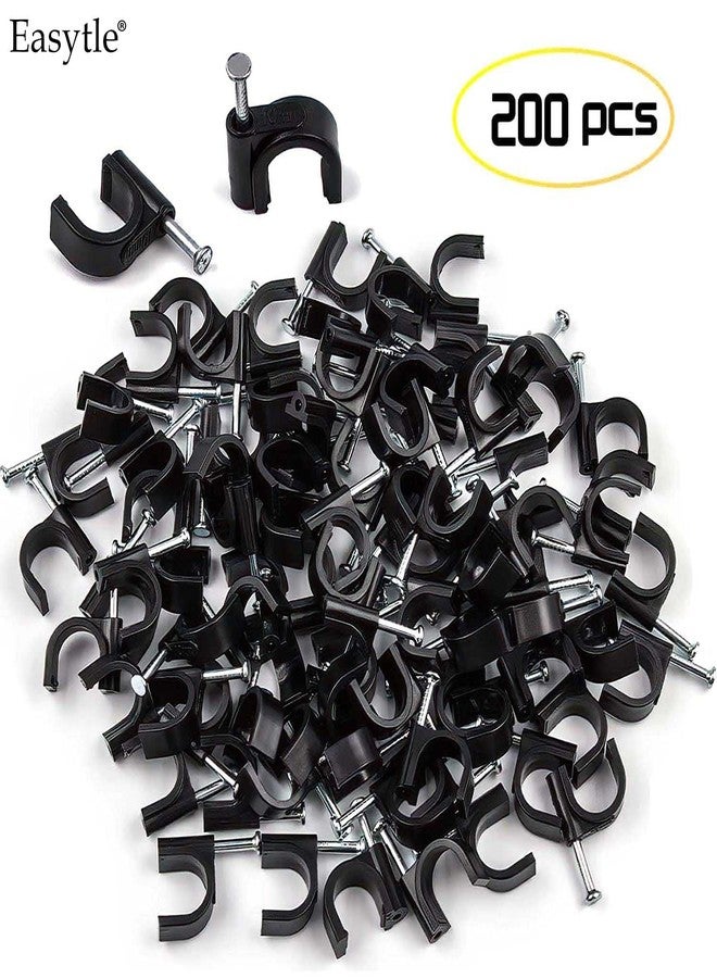Easytle 200 Pcs Cable Clips 4/6/8/10mm Nail in Cable Clips Cable Wire Clips Cable Tacks Coax Cable Clips Speaker Wire Clips Cable Nails for Cords Wall Wire Clips RG6 RG59 CAT6 RJ45 Ethernet Cable Clips Black - Image 2