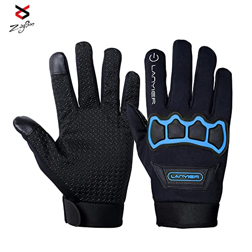 ZaySoo Gloves Protective Full Finger Hand Riding, Cycling, Bike Motorcycle Gym Gloves for Men - Blue - Image 5