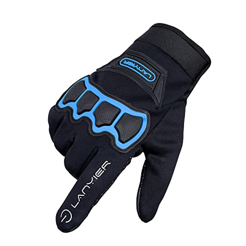 ZaySoo Gloves Protective Full Finger Hand Riding, Cycling, Bike Motorcycle Gym Gloves for Men - Blue - Image 3