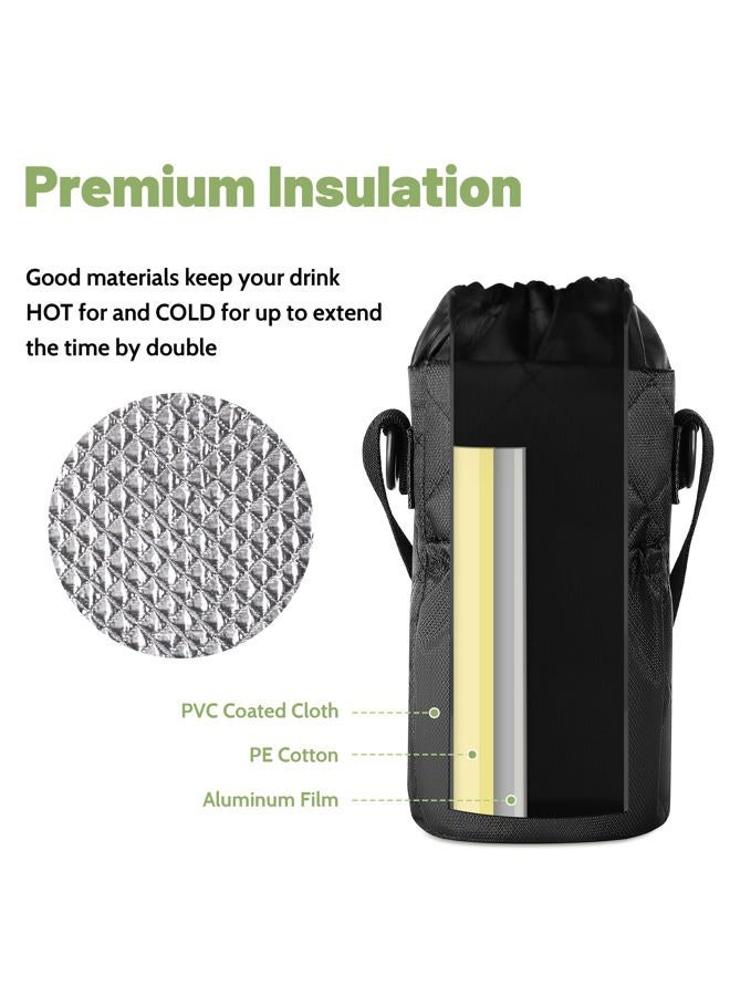 CIVAGO Half Gallon Glass Water Bottle with Straw and Insulated Bottle Holder Sling, 64 oz Motivational Water jug with Time Marker and Silicone Sleeve, Water Flask with 2 Lids, Sage - Image 2