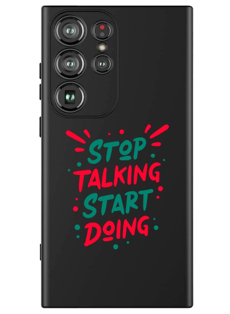 Theodor Protective Slim Fit Case Liquid Silicone Cover with Full Body Protection Anti-Scratch Shockproof Case For Samsung Galaxy S24 Ultra (Black) - stop talking - Image 1