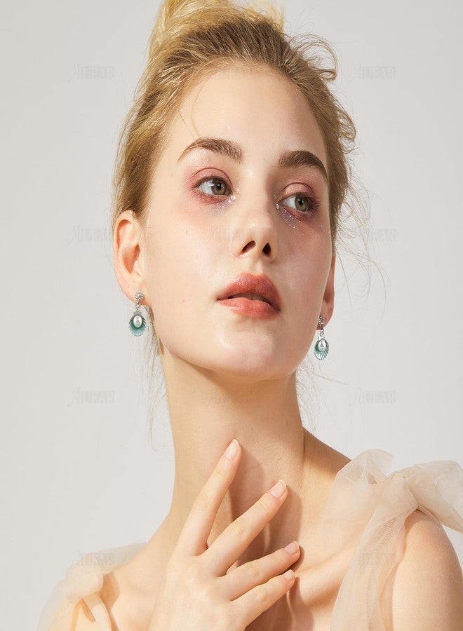 أوير مجموعة AUEAR، 50 قطعة من دلايات صدفية مطلية بالمينا بألوان متنوعة مع خرز لؤلؤ أبيض أكريليك، لوازم صنع المجوهرات والقلائد والأساور والإكسسوارات الحرفية - Image 3