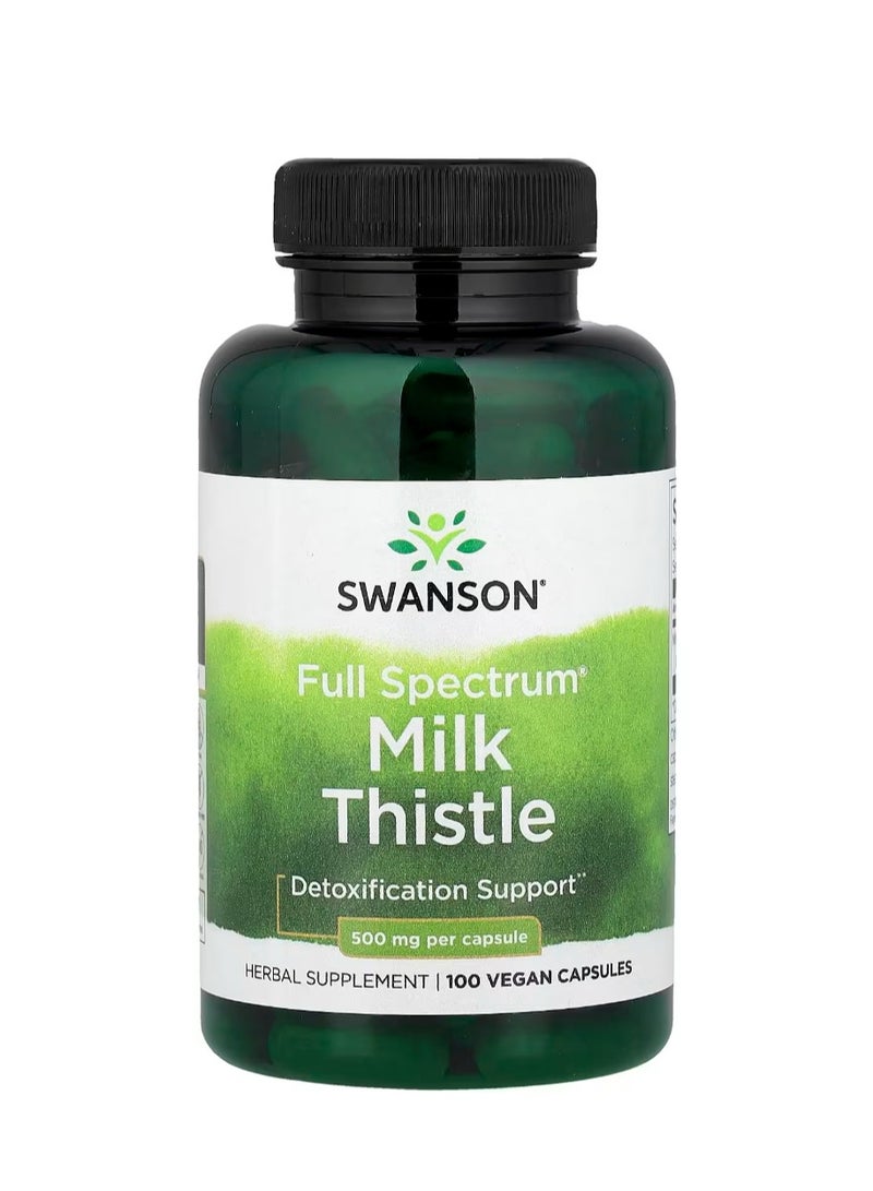 SWANSON Full Spectrum Milk Thistle 500 mg 100 Vegan Capsules - Image 1