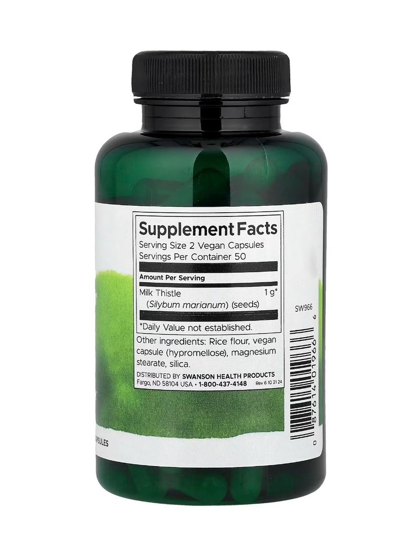 SWANSON Full Spectrum Milk Thistle 500 mg 100 Vegan Capsules - Image 2