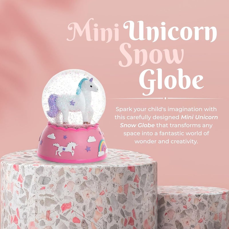 DAUGHTERS LIST Miniature Shatterproof Unicorn Snow Globe - Handpainted Plastic Globe with Lights, Sparkling Glitter Ornament, Gift Idea for Birthday, Christmas, Very Small for Toddlers - Image 5