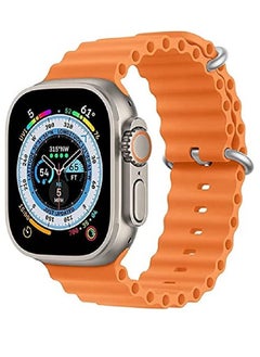 Replacement Silicone Hole Wavy Strap Compatible with Apple watch series 8 Ultra 49mm Orange