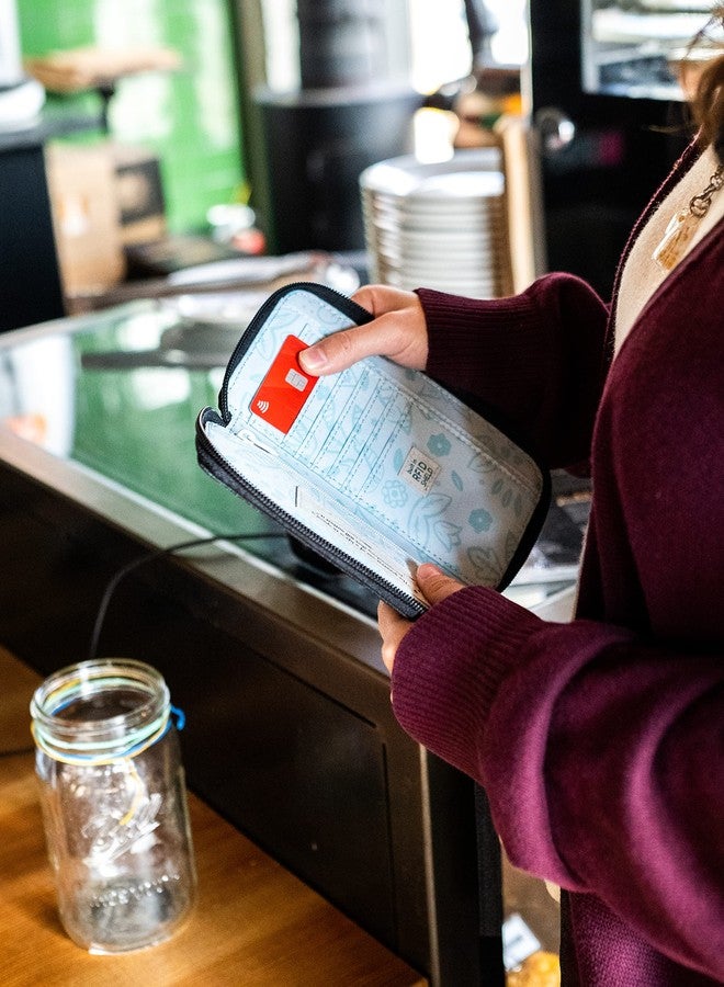 HAIKU Intrepid Small and Slim Women's Wristlet Wallet, Clutch Purse, Zip Around RFID-Blocking Credit Card holder, and ID Holder, Black in Bloom - Image 4