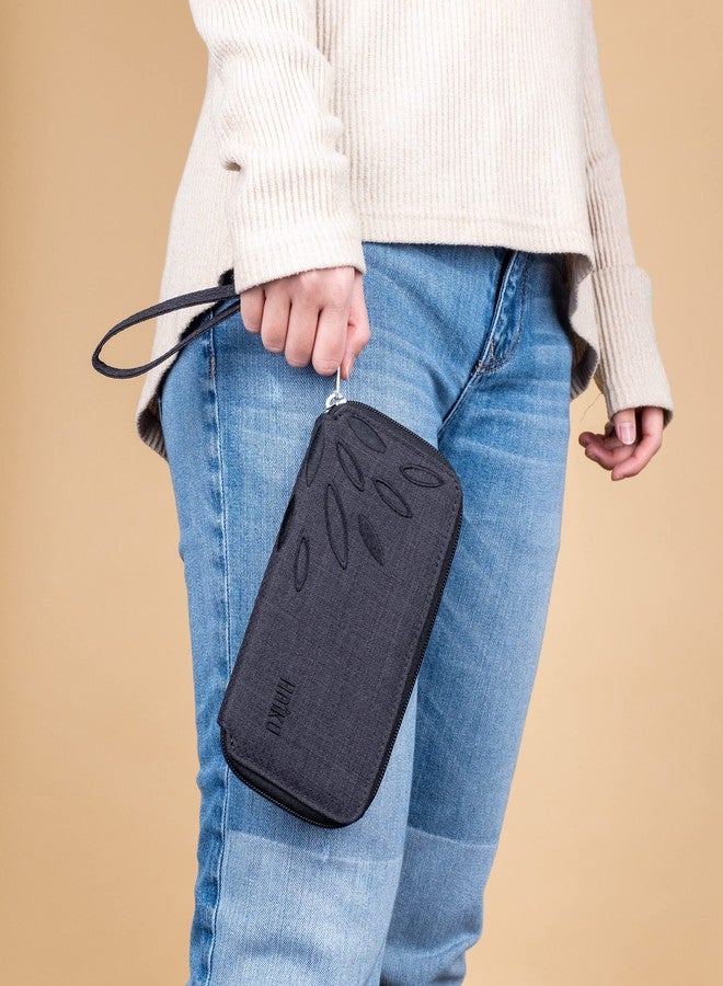 HAIKU Intrepid Small and Slim Women's Wristlet Wallet, Clutch Purse, Zip Around RFID-Blocking Credit Card holder, and ID Holder, Black in Bloom - Image 5