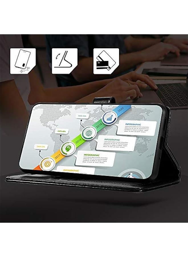 Premium PU Leather Flip Case with Card Holder and Kickstand for Honor X9c (6.78) black - Image 5