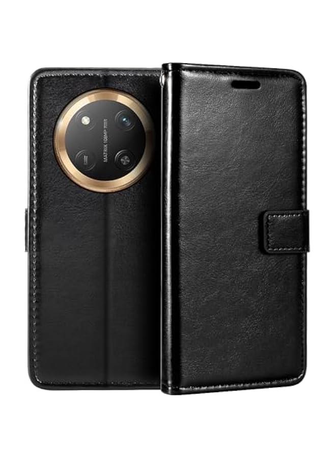 Premium PU Leather Flip Case with Card Holder and Kickstand for Honor X9c (6.78) black - Image 1