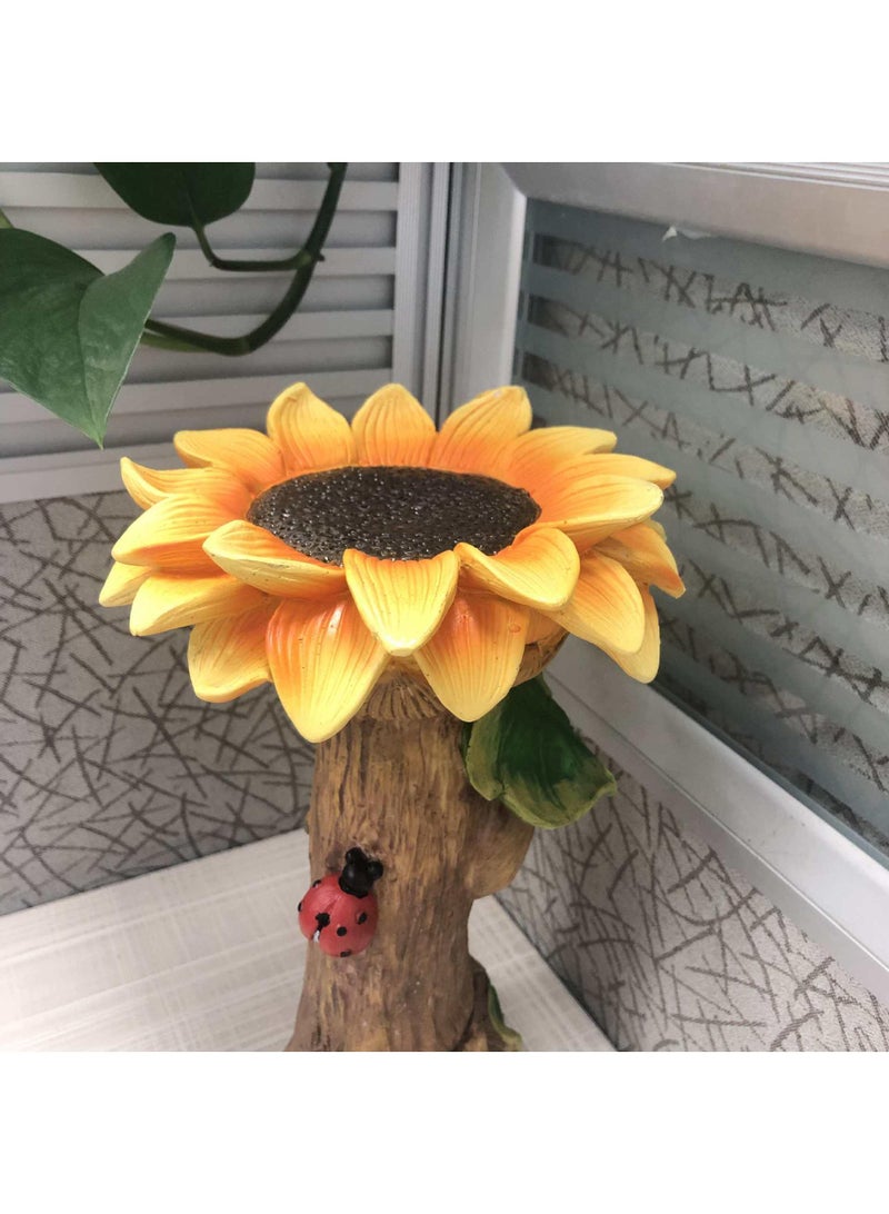 Y&D Resin Sunflower Bird Bath Bowl With Brown Pedestal, Outdoors Standing Handmade Wild Bird Feeder Birdbath Bowls And Water Basin Holder Garden Sculpture,Bird Baths Tray - Image 5