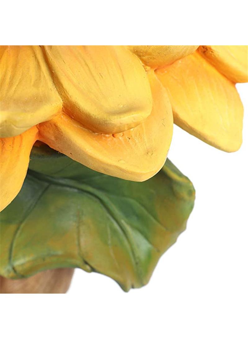 Y&D Resin Sunflower Bird Bath Bowl With Brown Pedestal, Outdoors Standing Handmade Wild Bird Feeder Birdbath Bowls And Water Basin Holder Garden Sculpture,Bird Baths Tray - Image 4