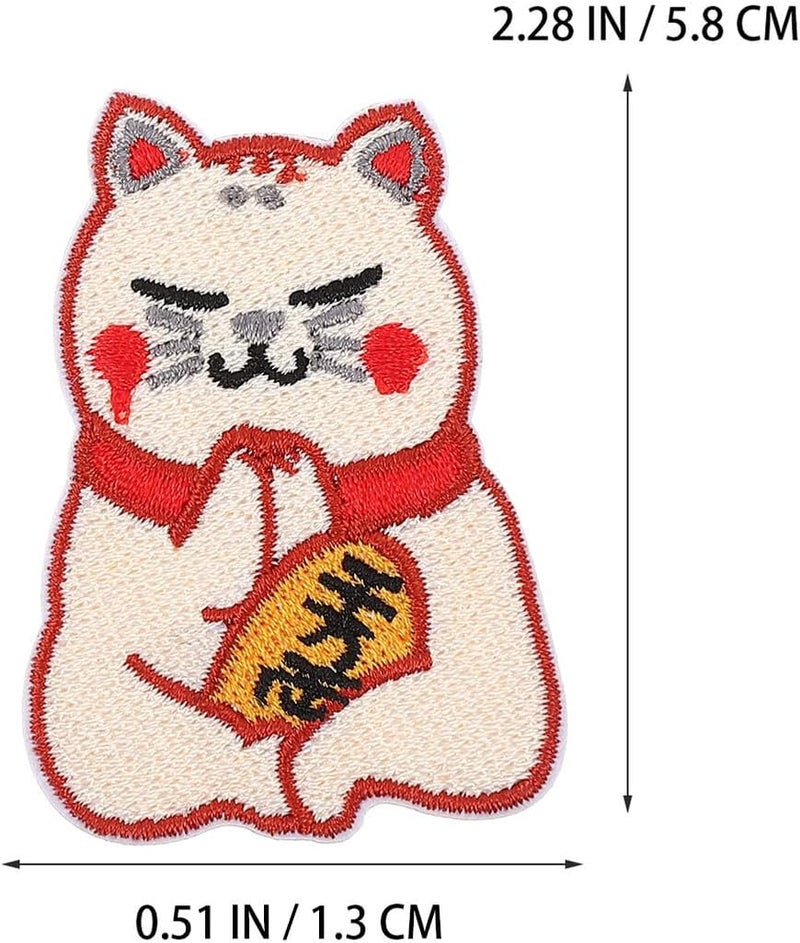4pcs Lucky Cat Embroidered Appliques DIY Clothing Repair Patches Decorative Stickers for Jackets Bags and Crafts - Image 2