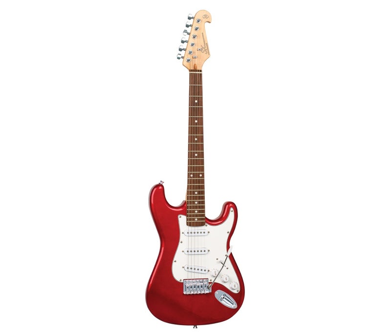 SX Guitar SE1-SK-34-BK Stratocaster 3/4 Electric Package Guitar - Candy Apple Red - Image 2
