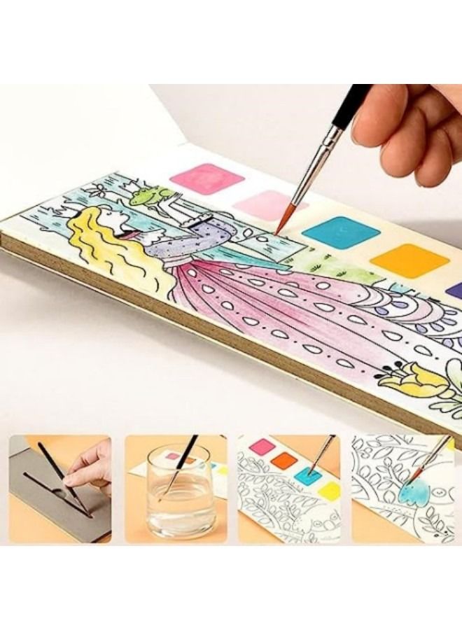 GGEROU كتاب رسم مائي جيب مع فرشاة، كتاب رسم مائي جيب - Image 4