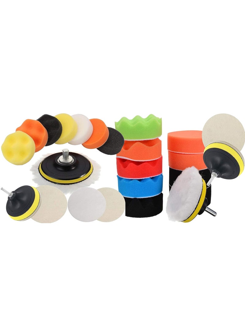 DIY Crafts - DIY Crafts With 2x Felt Pad, 3"inch, 1-7"inch 76-180mm 12-17 Pcs Felt Pad Car Buffing Polishing Waxing Sponge Pad Kits with Drill Adapter Cleaning Kit Electric Drilling Ma (With 2x Felt Pad, 3"inch) - Image 1