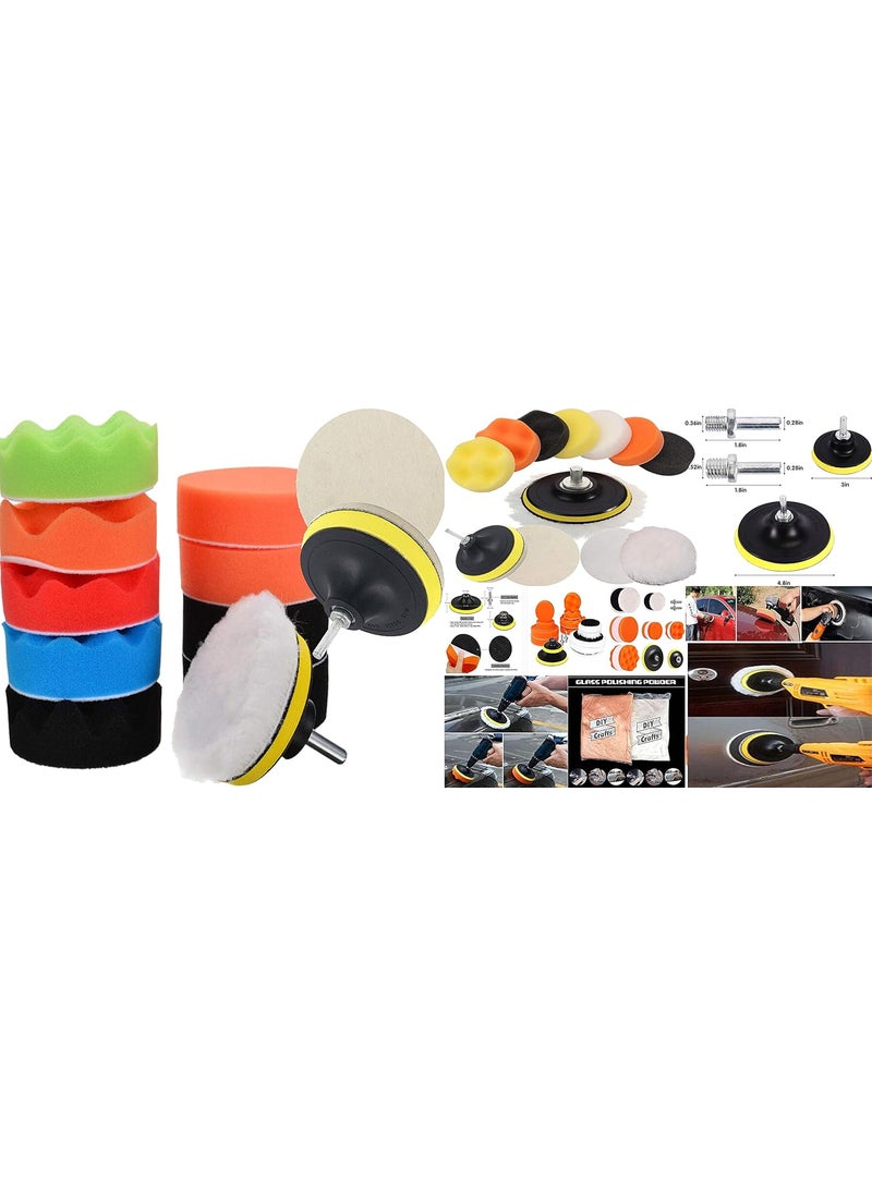 DIY Crafts - DIY Crafts With 2x Felt Pad, 3"inch, 1-7"inch 76-180mm 12-17 Pcs Felt Pad Car Buffing Polishing Waxing Sponge Pad Kits with Drill Adapter Cleaning Kit Electric Drilling Ma (With 2x Felt Pad, 3"inch) - Image 1