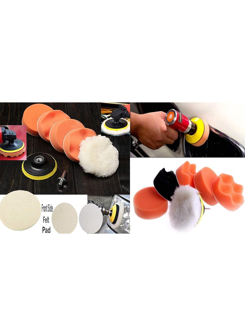 DIY Crafts - DIY Crafts With 2x Felt Pad, 3"inch, 1-7"inch 76-180mm 12-17 Pcs Felt Pad Car Buffing Polishing Waxing Sponge Pad Kits with Drill Adapter Cleaning Kit Electric Drilling Ma (With 2x Felt Pad, 3"inch) - Image 1