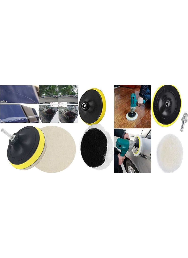 DIY Crafts - DIY Crafts With 2x Felt Pad, 3"inch, 1-7"inch 76-180mm 12-17 Pcs Felt Pad Car Buffing Polishing Waxing Sponge Pad Kits with Drill Adapter Cleaning Kit Electric Drilling Ma (With 2x Felt Pad, 3"inch) - Image 1