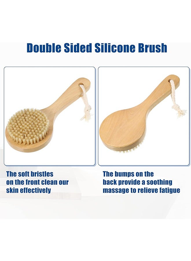 Bukela 1 Pcs Body Brush Shower Brush Bath Brush, Back Scrubber Wood for Shower with Short Handle  - Image 2