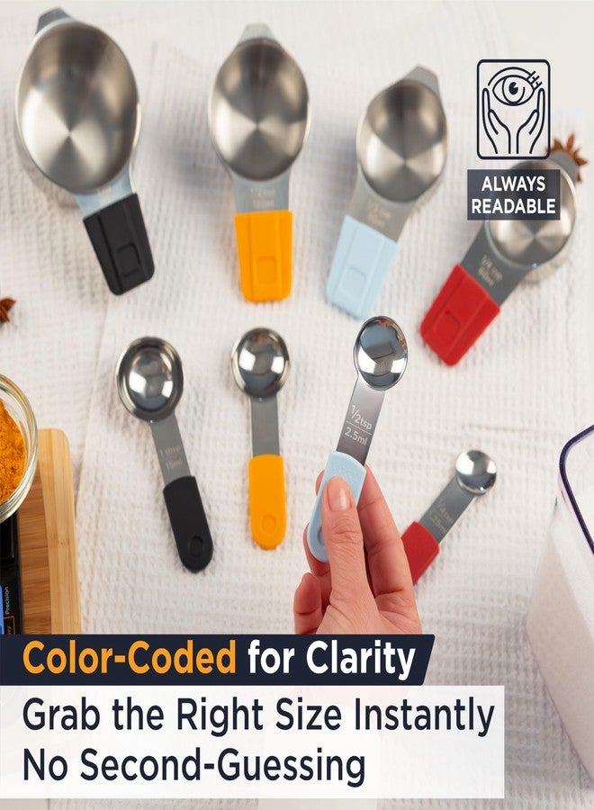 Deiss LUX Stainless Steel Measuring Cups and Spoons Set - Magnetic Measuring Spoons Set, 8-Piece Metal Measuring Cups, 4 Dry Measuring Cups, 4 Spoons, Color-Coded Handles, Dishwasher Safe - Image 4