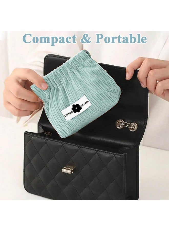 Caltero® 2pcs Small Makeup Pouch, Corduroy Coin Pouch Lipstick Bag, Mini Jewelry Storage Pouches for Women Girls, Easy Squeeze Open Portable Travel Pouch Organizer - Image 3