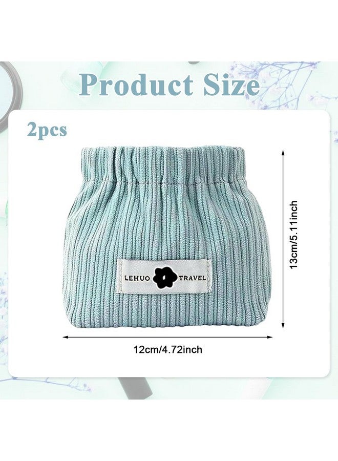 Caltero® 2pcs Small Makeup Pouch, Corduroy Coin Pouch Lipstick Bag, Mini Jewelry Storage Pouches for Women Girls, Easy Squeeze Open Portable Travel Pouch Organizer - Image 4