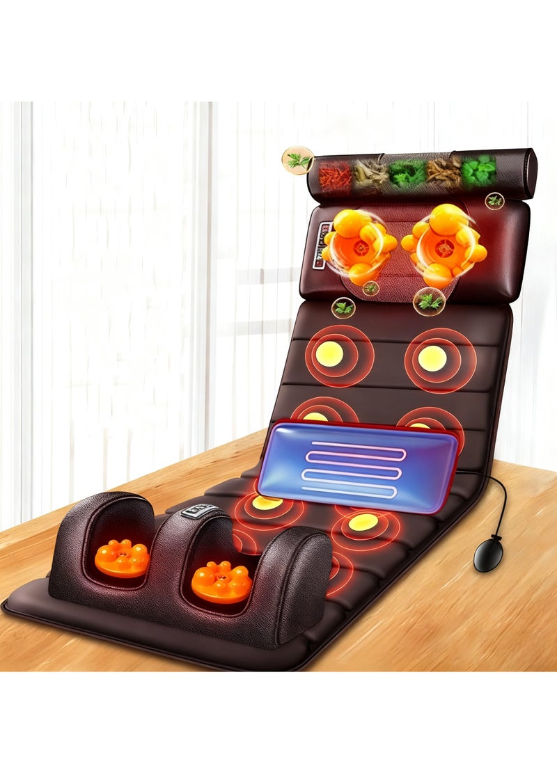 Y&D Portable Foldable Design Full Body Massage Mat Pad Heaing Vibrating Massage Chair Pad Auto Shut Off Back Massage Pad for Neck and Back Muscle Relaxation Full Body Massage with 10 Vibration and Motors 5 Massage Modes - Image 1