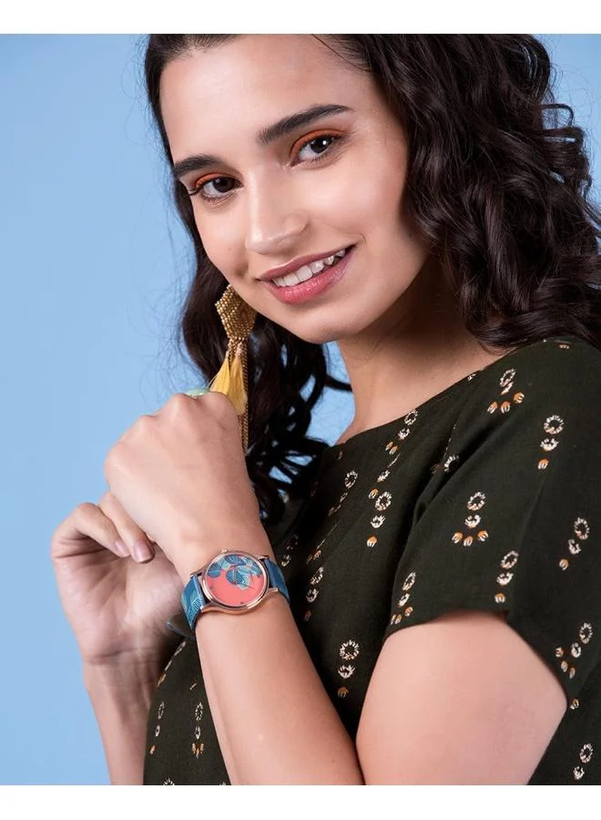 Chumbak Teal by Chumbak Bohemian Leaves Wrist Watch, blue, Bohemian