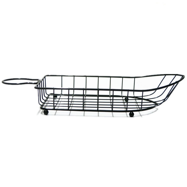 Rattan-like Black Iron Woven Storage Basket KTV Restaurant Snack Dessert Basket Fries Basket Fruit Plate Fruit Basket Black boat basket 