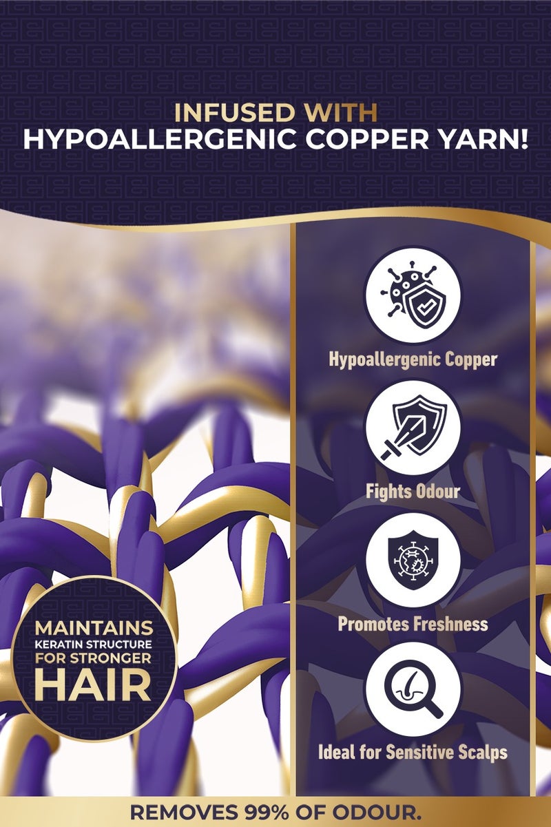 BEAUXSOI BEAUXSOI Copper Infused Hair Towel Wrap Quick Hair-Drying Absorbent Microfiber Towel, Bathrobe Hat, Magic Hair Drying Towel with Luxury Button Design, Anti Frizz, Quick Dry Towel (Empowered Purple) - Image 2