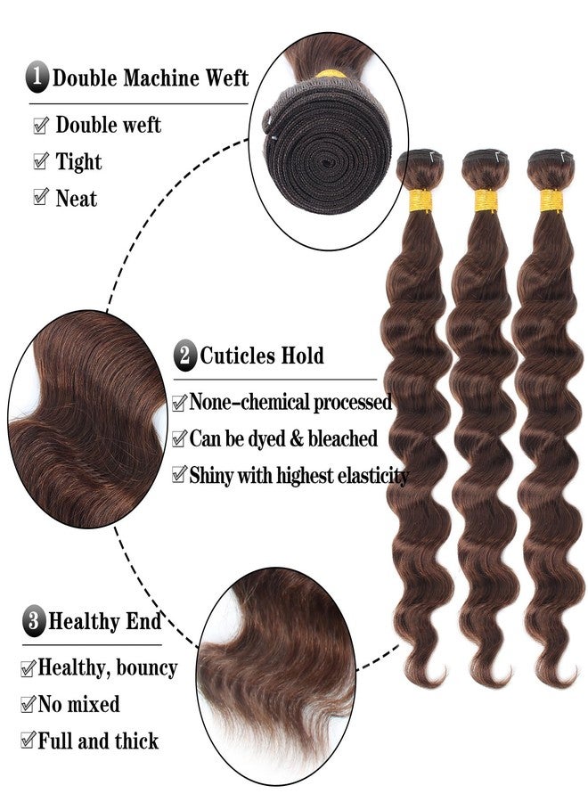 FASHION VILA Brown Bundles Human Hair Loose Wave Human Hair 3 Bundles (#4, 18 20 22) 12A 100% Unprocessed Brazilian Virgin Hair Loose Deep Wave Remy Human Hair Extension 4# Color - Image 4