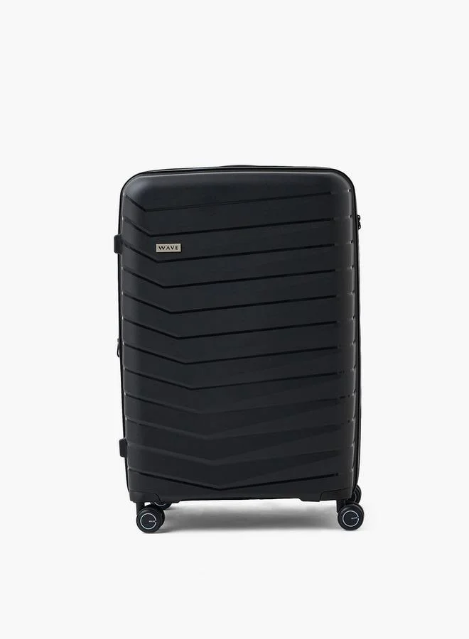 Wave BLACK Textured Hardcase Trolley Bag With Retractable Handle - Set Of 3  | Best Price UAE