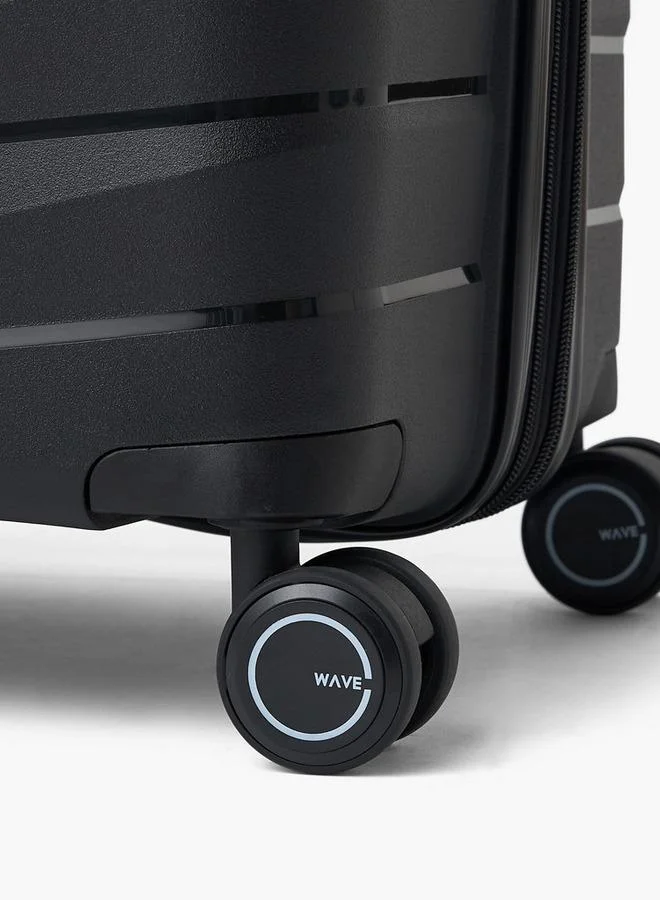 Wave BLACK Textured Hardcase Trolley Bag With Retractable Handle - Set Of 3  | Best Price UAE